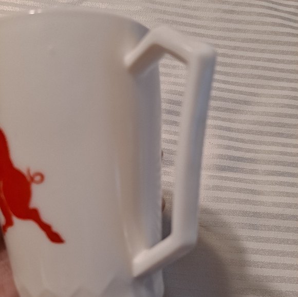 Vintage Hazel Atlas White Milk Glass 3 Three Little Pigs Children's Mug 4oz Cup - Picture 7 of 8